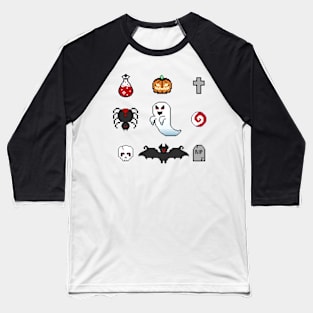 Pixelated Halloween Baseball T-Shirt